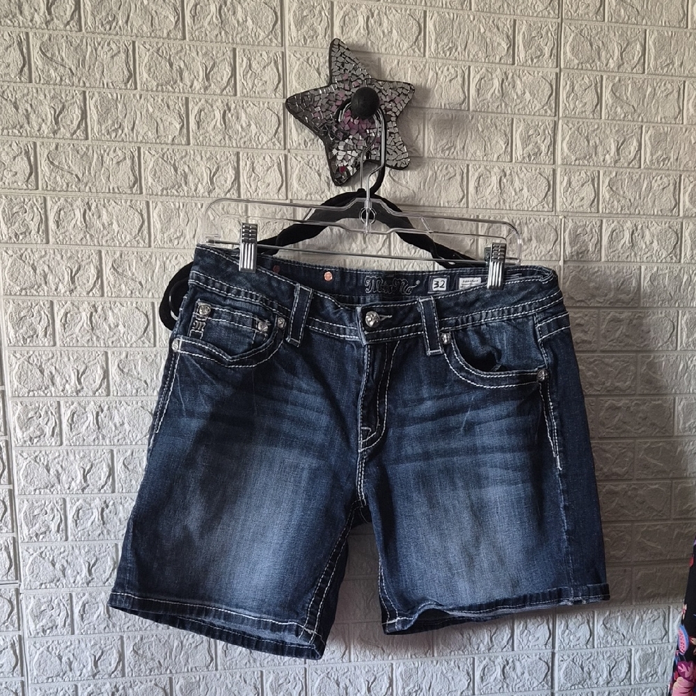 Miss Me Dark Blue Jean Shorts